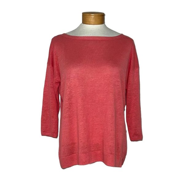 Talbots Petites - Women's M 100% Linen Pink Lightweight Sweater Tie Back - Picture 7 of 13